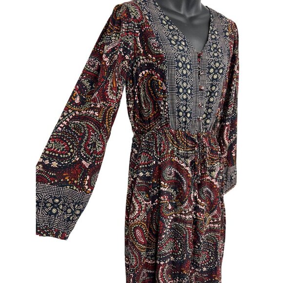 Knox Rose Womens Small S Paisley Rayon Long Sleeve Boho Long Sleeve Dress New - Picture 3 of 10